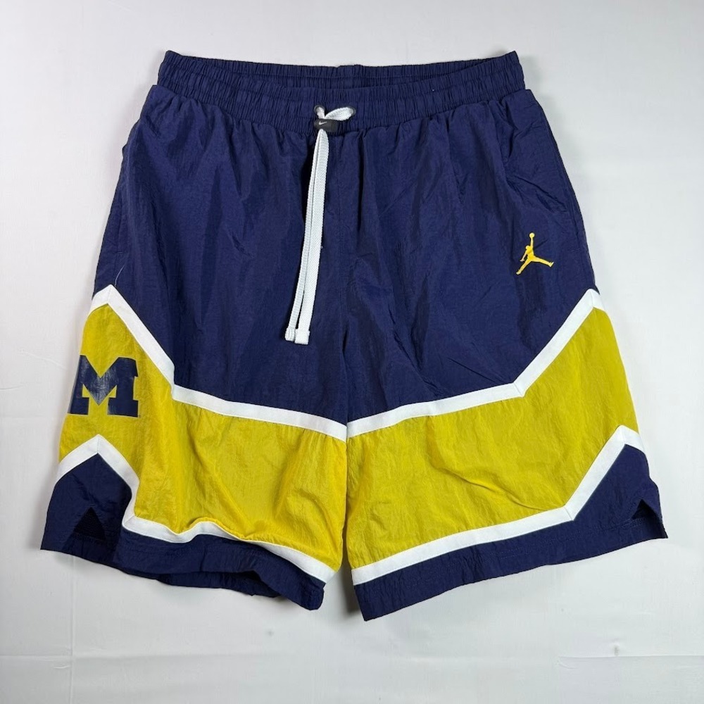 Jordan Mens Michigan Wolverines Navy Nylon Mesh Lined Shorts XL Jumpman Nike